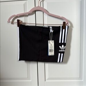 Adidas Black and White strapless crop top